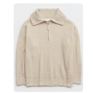 NWOT Aerie CozyUp Waffle Quarter Zip Sweater